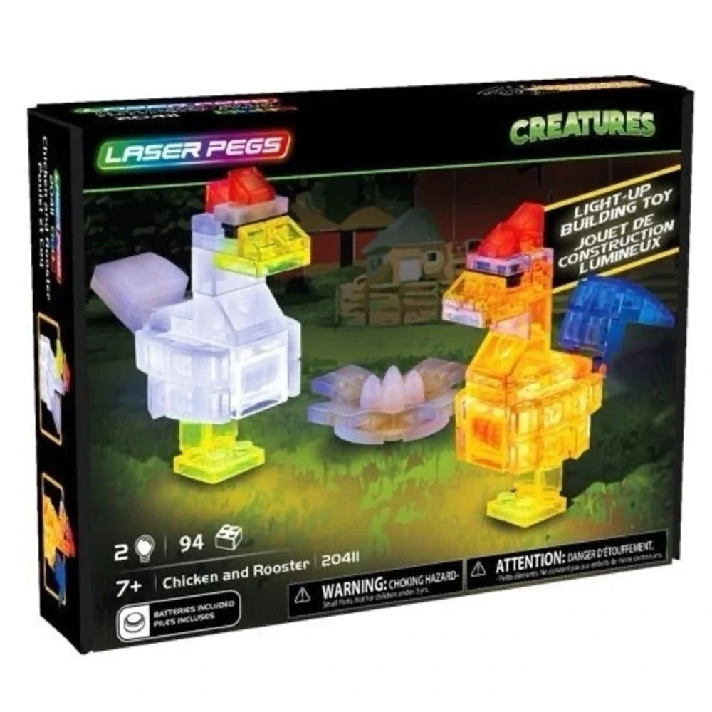 Laser‎ Pegs Creatures Chicken and Rooster 94 Piece Building Set #20411
